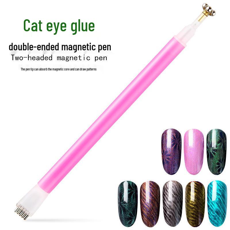3D Cat Eye Flower Pattern Double-Headed Nail Art Magnet Pen