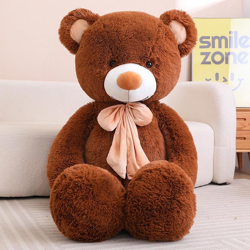 

Large bow teddy bear doll plush toy big bear hug bear doll girl sleeps with soothing doll 80cm（1kg） темно-коричневого