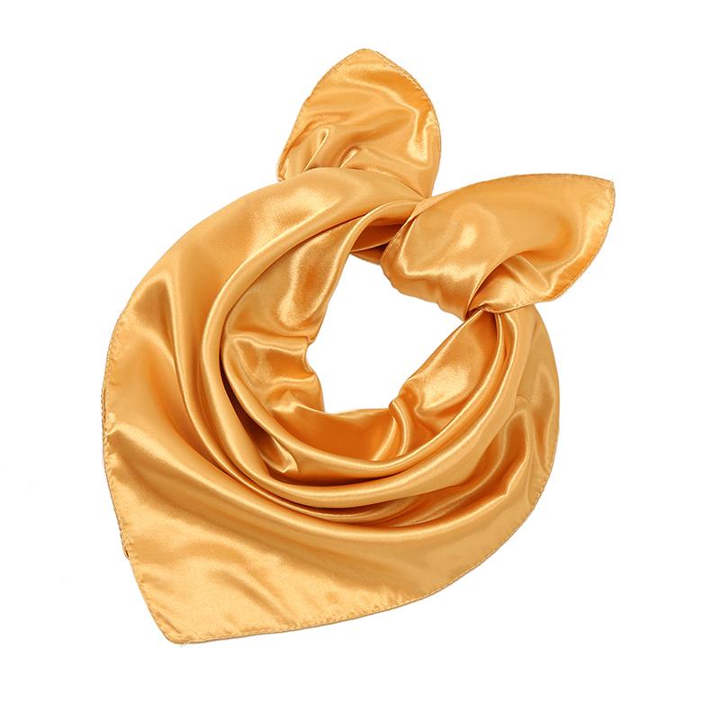 Fashion Satin Silk Square Scarf For Muslim Women Solid Color Soft Bandana Ladies Headband Casual Scarves 60*60Cm