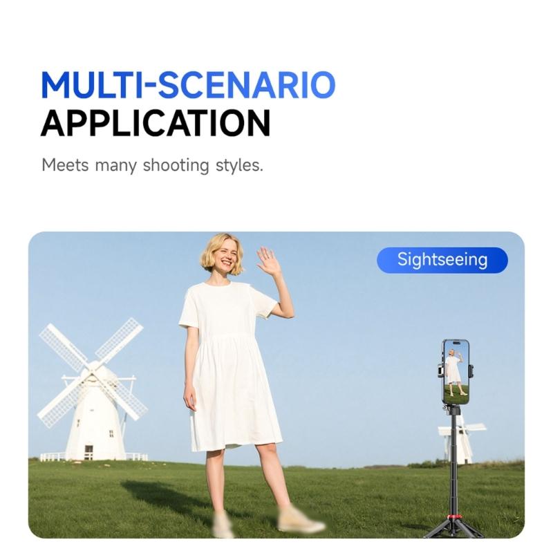 Wireless Remote Operated Selfie Stick Desk Tripod Featuring Quick Open Button and Six Section Extendable Design