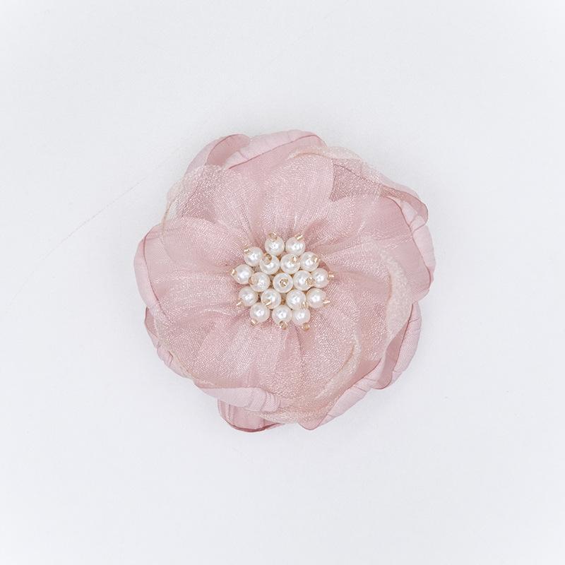 5Pcs 3D Beaded Center Chiffon Artificial Flowers for DIY Sewing Garment Patch Photo Prop Party Decoration