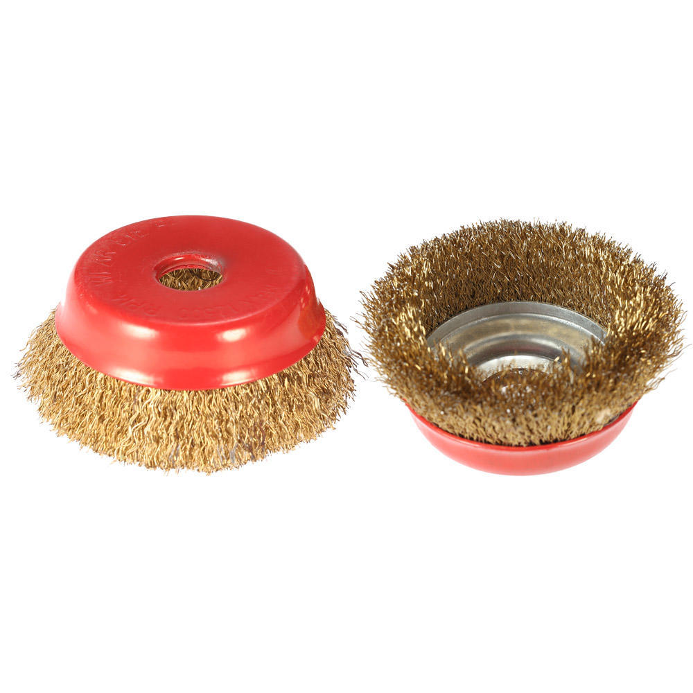 2pcs 75mm 3  Steel Wire Wheel Fine Crimp Cup Wheel Brush Rotary Steel Wire Brush For Angle Grinder