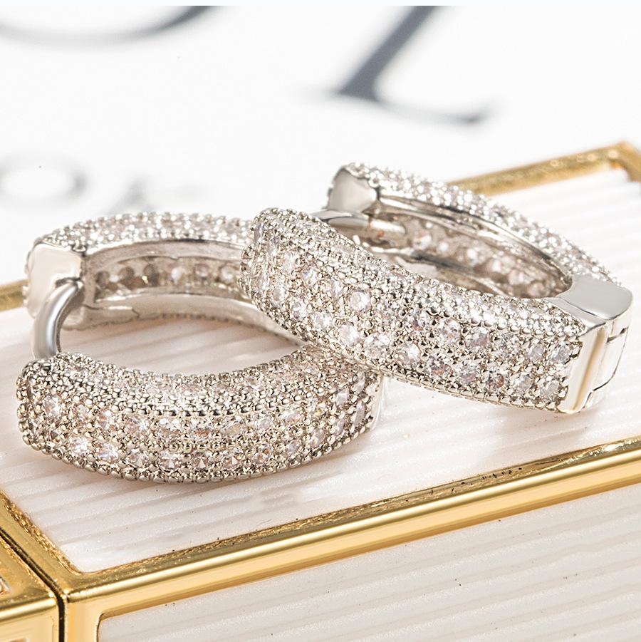Cross-border Trendy Zircon Hip Hop Earrings - Unisex Square and Round Rings