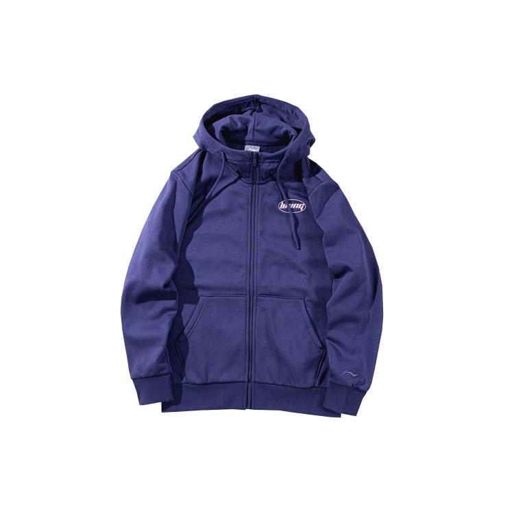 Li-Ning Sports Fashion Series Logo Printing Fleece Lined Stay Warm Zipper Jacket  Blue  Men s AWDPD23-16 S
