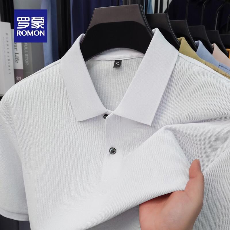 ROMON Men s Pure Cotton Solid Polo Shirt 175