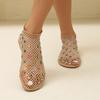 Lightweight Women's Colorful Rhinestone Sandals, Breathable Flat Mesh Glitter Beach Shoes for Water Seaside
