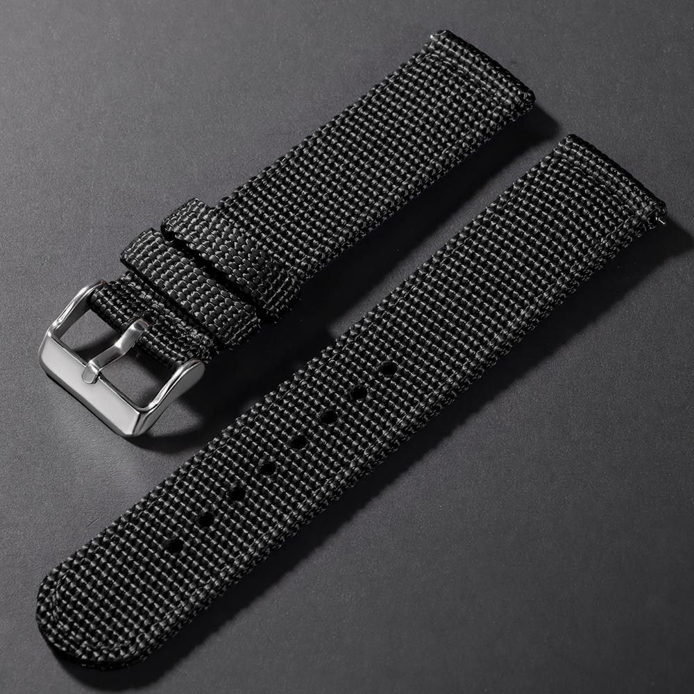 Vävt Nylonklockarmband Dubbelsidigt Nylon 18mm 19mm 20mm 22mm 24mm Klockarmband Snabbkoppling Sport Andningsbar Armbandsrem för Män