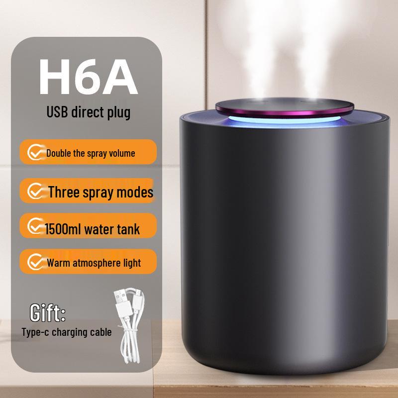 Compact USB Dual-Spray Humidifier for Home, Office, or Dorm - Mist & Aromatherapy Diffuser.