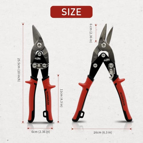 HOUSERAN All-Purpose Sheet Metal Scissors, CR-MO Metal Scissors, Heavy-Duty Metal Scissors for Cutting Metal, Demolition of Bulky Waste, Multipurpose