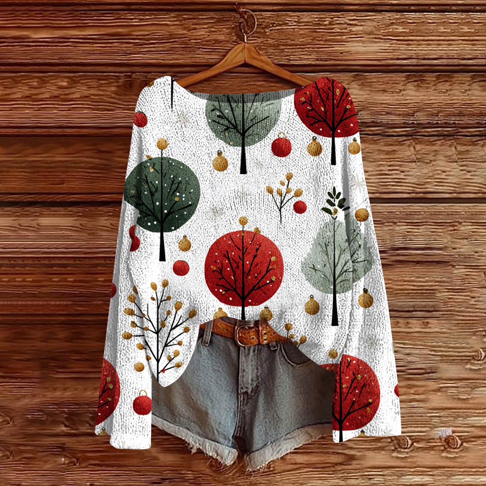 

Женский модный свитер с рождественским принтом, легкий, повседневный трикотажный пуловер с длинным рукавом S