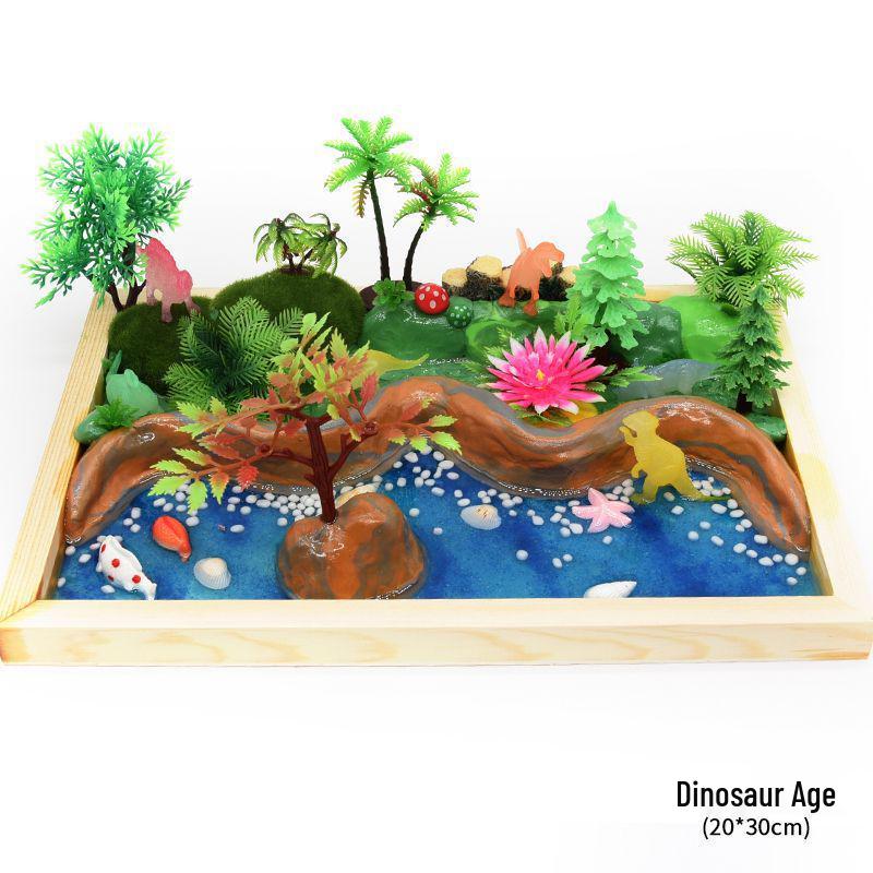 Children's Creative Epoxy Micro-Landscape Kit: Wooden Frame, Color Clay Accessories for Boys and Girls