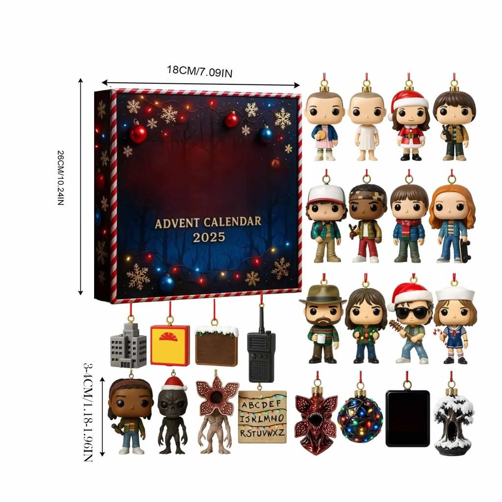 Stranger Christmas Set - 2D Acrylic Ornament & Collectible Advent Calendar | The Ultimate Fan Bundle For Exclusive Tv Show Merch