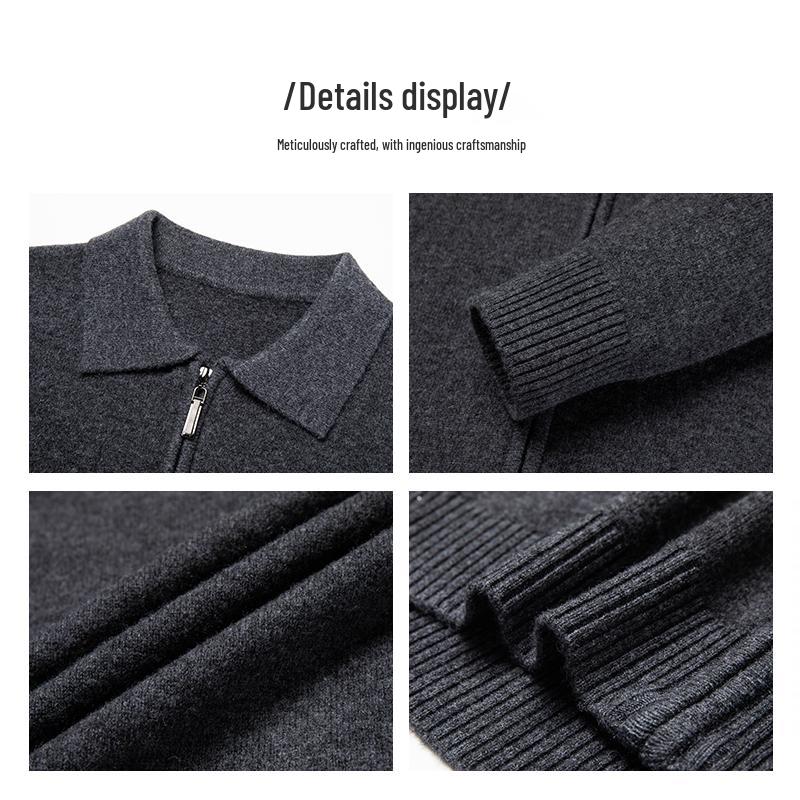 Men's Plus Size Trendy Turn-Down Collar Wool Cardigan Jacket – Casual Knitwear Fleece for Autumn/Winter