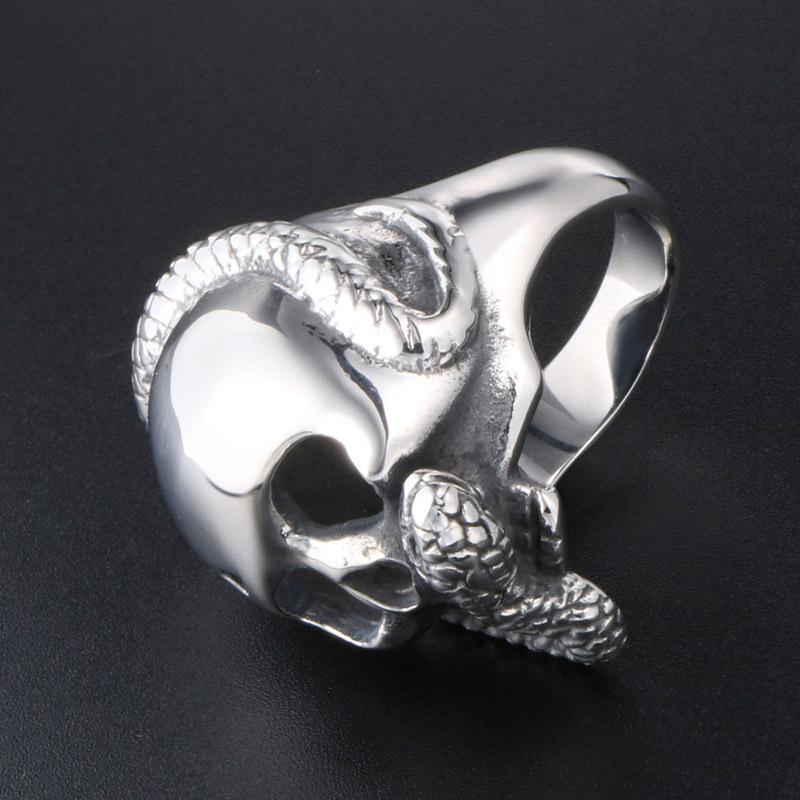 JMXD-Personalized Skull and Snake Ring Domineering Men's Rock Ring Titanium Steel Ring Punk Accessories