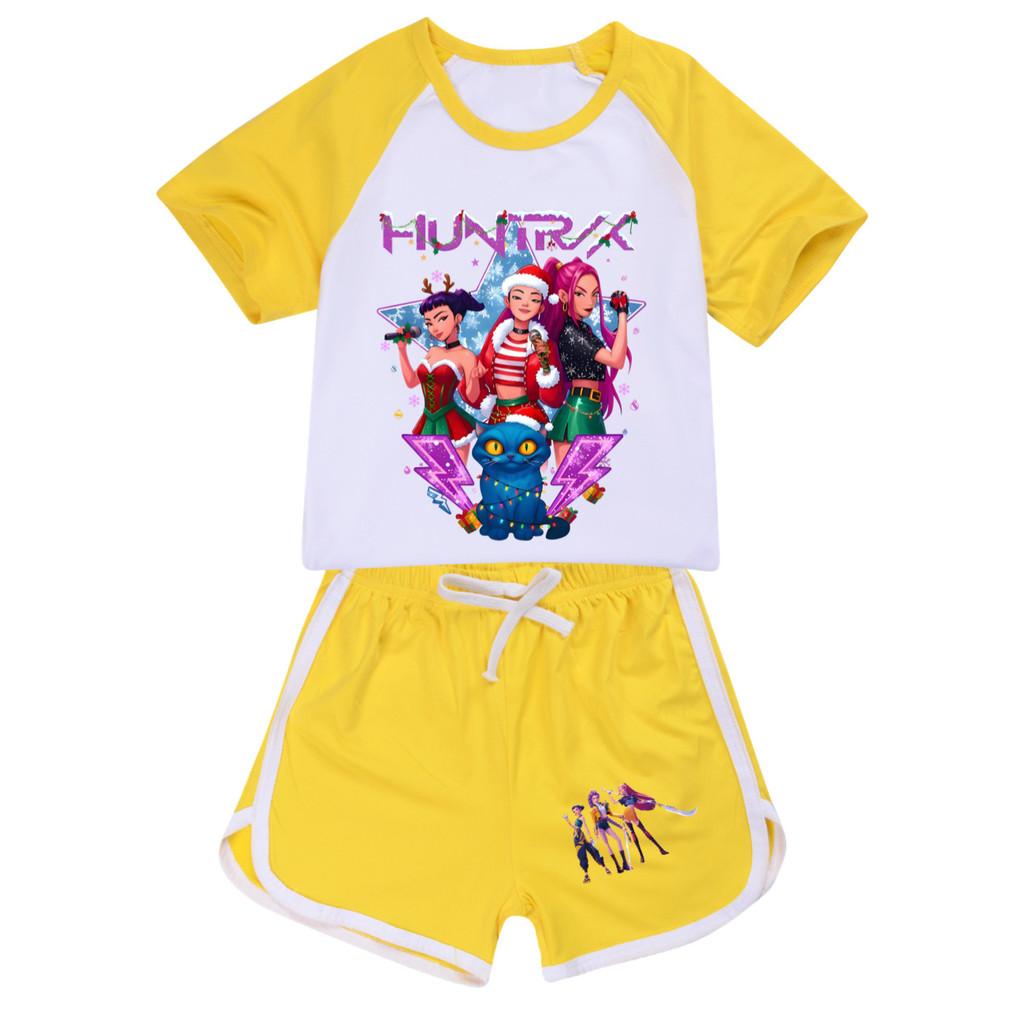 5088 Kids Girls Christmas POP Rumi Zoey Mira Print T-shirt Shorts Sport Tracksuit Clothes Set