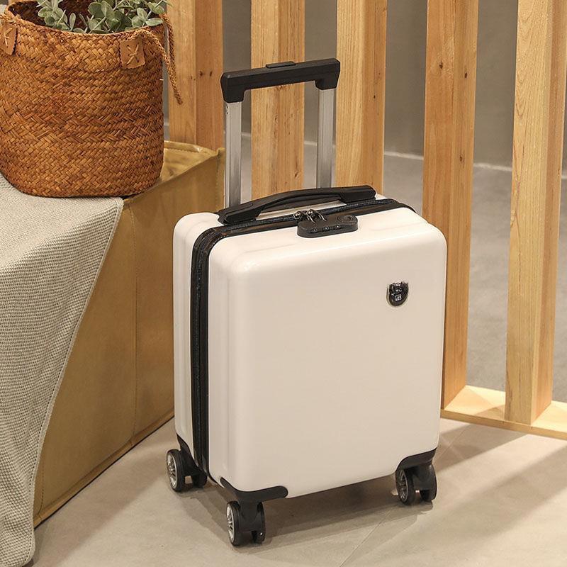 Spring West Leather Trolley Suitcase with Combination Lock for Air Travel