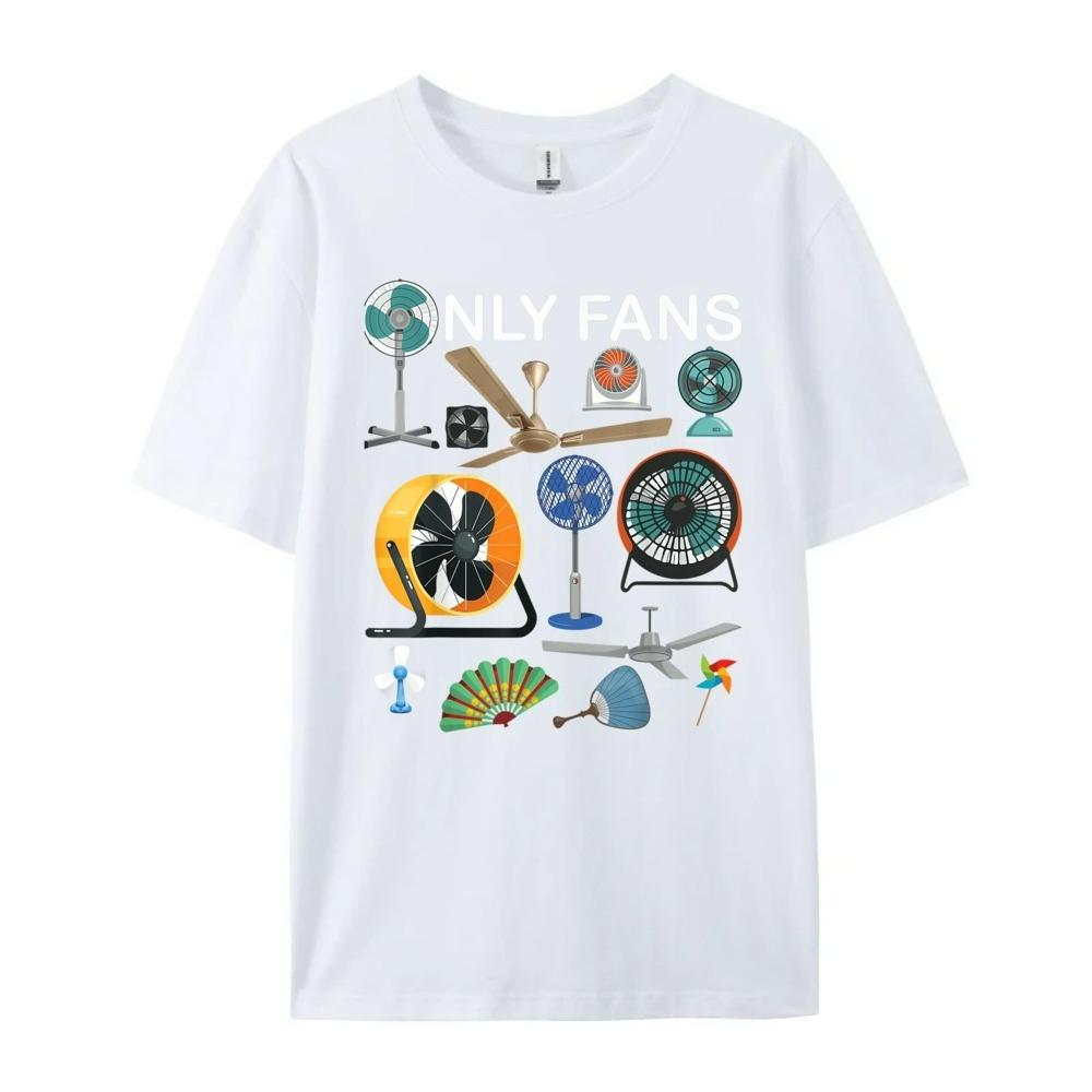 Only Fan Suit Fun Respirator and Fan Print Pure Cotton Women's Designer T-shirt High Quality Casual Fashion Short Sleeve Street
