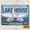 Pc D Flat Customizable Lake House Wall Decor Flamingo Iron Welcome Metal Plaque Rustic Backyard Porch Home Yard Sign For Dec