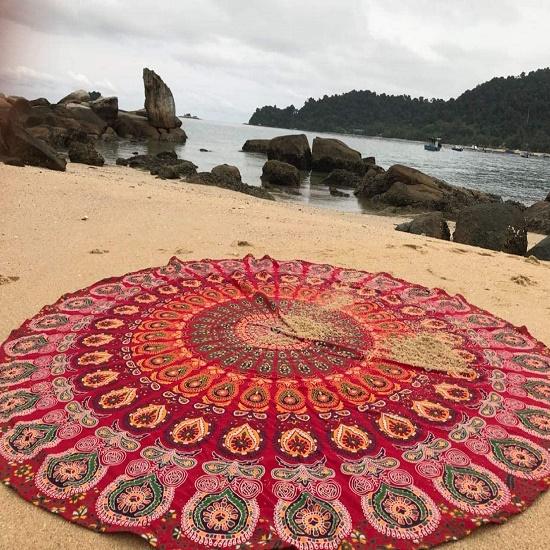 Indian Handmade Round Beach Towel ,Round Tapestry, Beach , Tablecloth, Wall Decor Roundie, Cotton , Personalized Gifts, Bohemian Hippie Boho