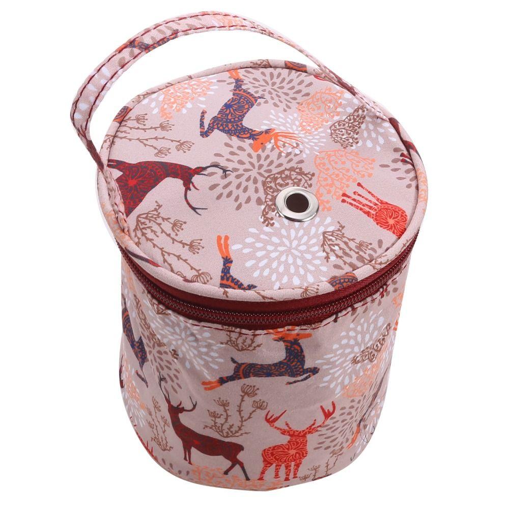 Portable Yarn Storage Bag Round Knitting Bag Crafts Tote Needles Handbag  Needle
