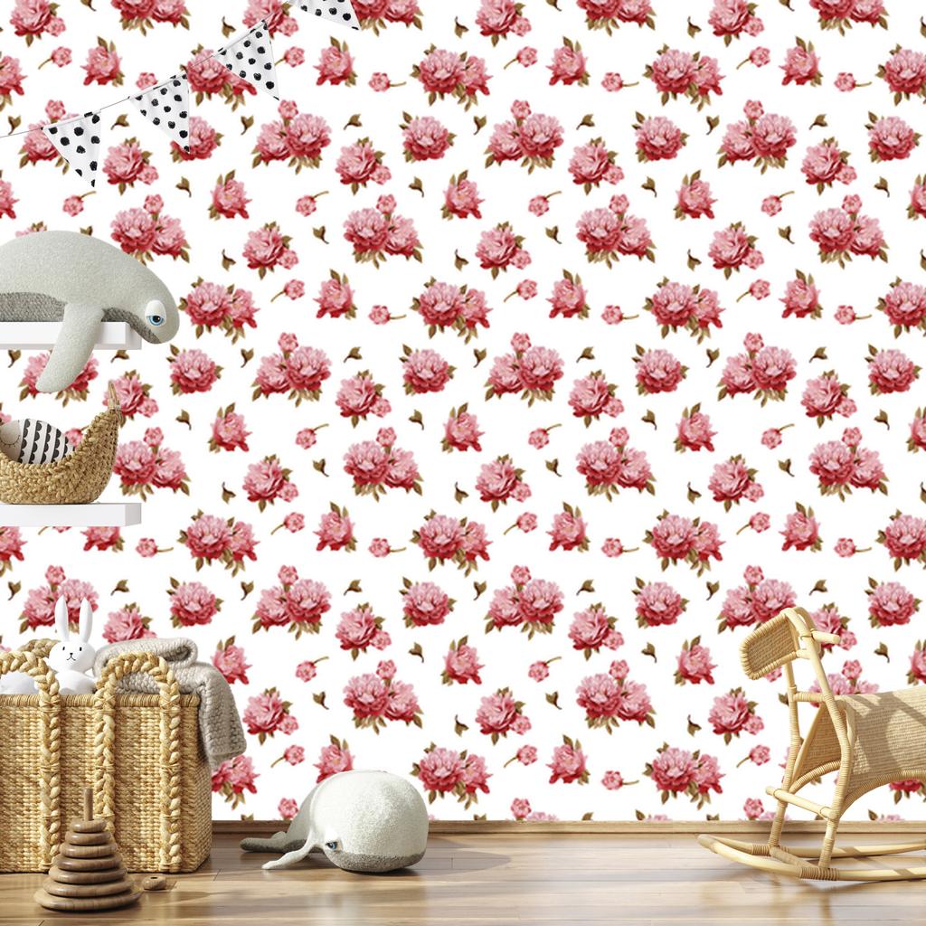 Colorful Peonies and Watercolor Wallpaper for Living Room and Bedroom 50x1000