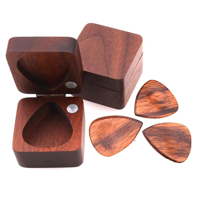 

3 шт., набор медиаторов для гитары из деревянного материала с деревянной коробкой, акустические аксессуары