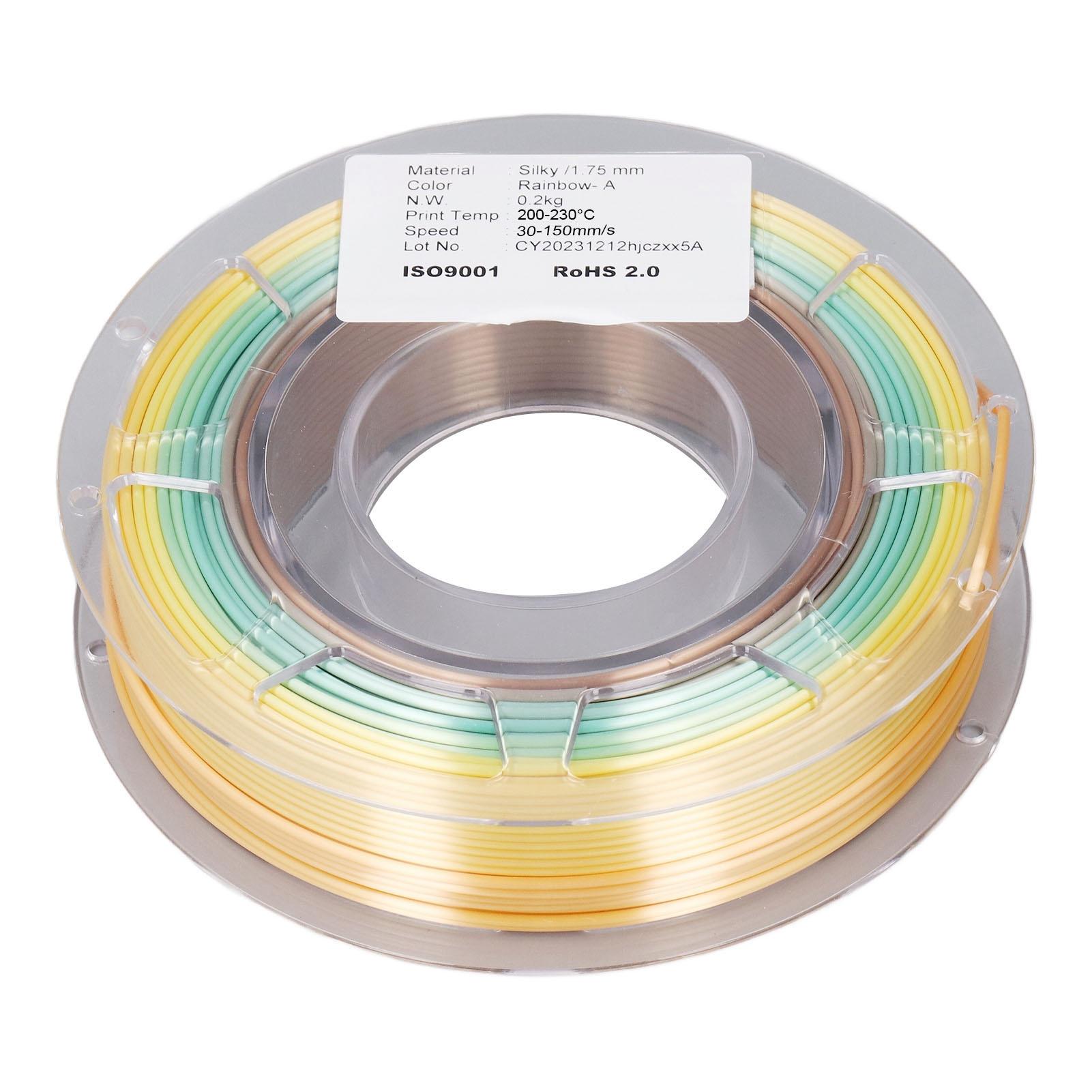 

3D Принтер PLA Филамент 1,75 мм Катушка Набор 200 г Расходный материал для печати Шелковистый Блестящий Быстрый Градиент Цвета