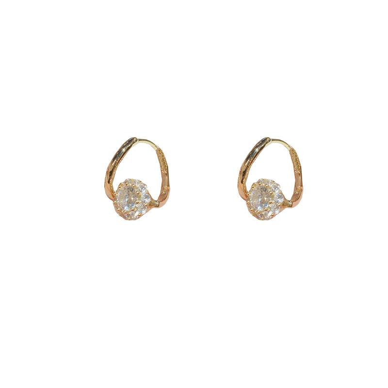 Rotatable Zircon Small Ear Buckle Delicate Fashion Shiny Versatile Earrings For Women золотой