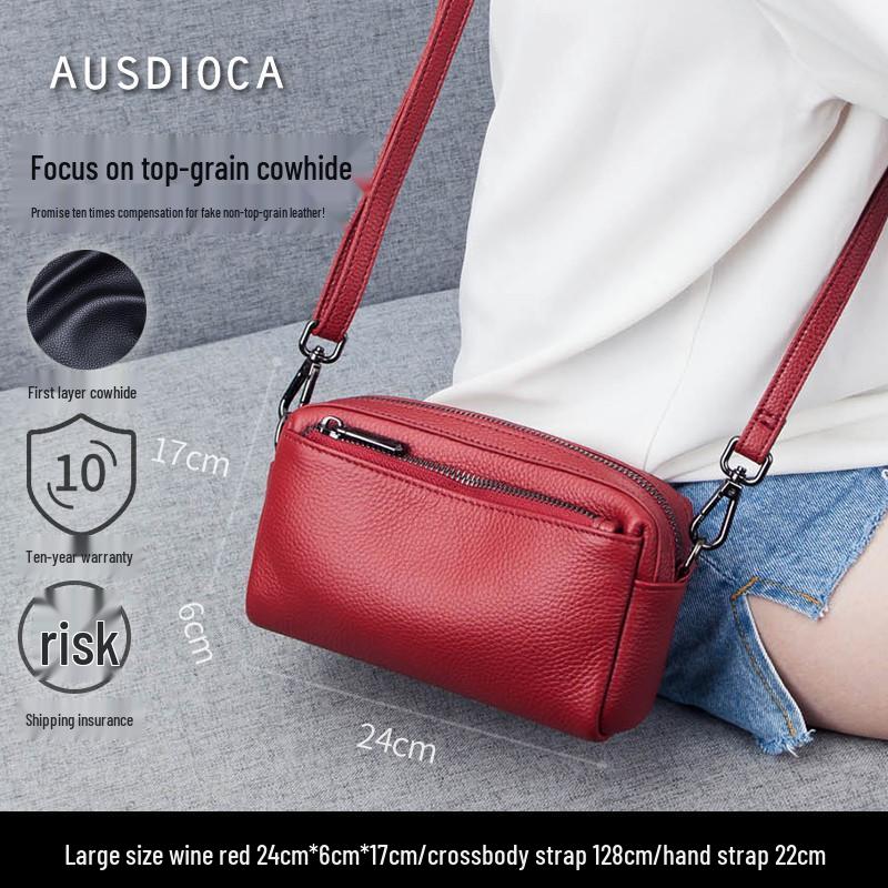 2025 Summer Women's Cowhide Crossbody Phone Bag - Soft Leather, Large Capacity Clutch & Shoulder Bag