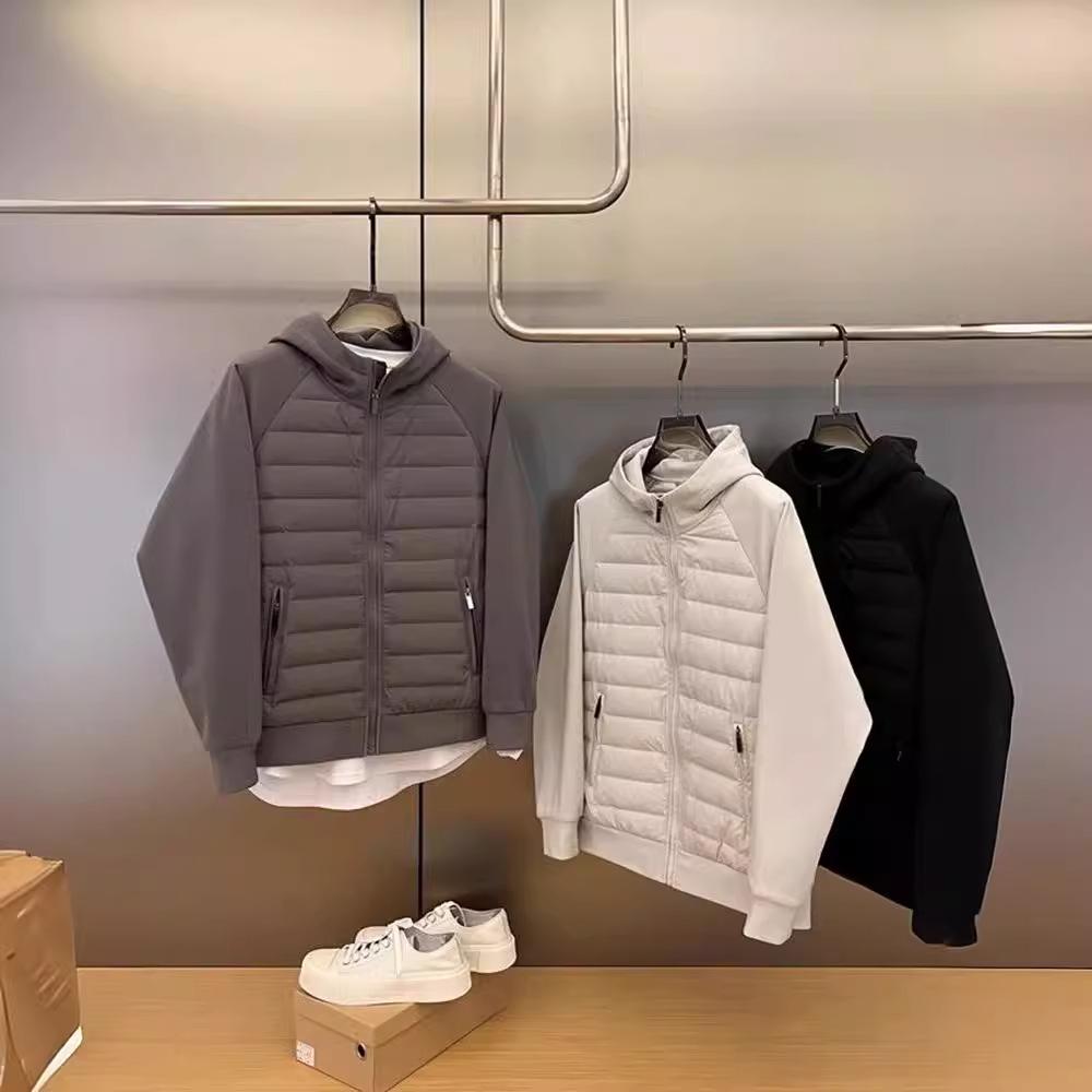"Men's Winter Trendy Hooded Cotton Jacket: Loose, Versatile, Casual, Solid Color Splicing, Couples' Design."