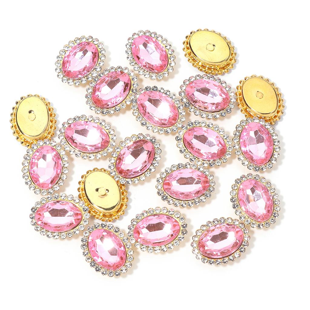 20pcs Oval Shape Sunflower Sew On Rhinestones Metal Gold Claw Base Acrylic Rhinestones Beads DIY Garment Decoration Accessories