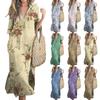 Rochie de vară casual pentru femei, largă, cu slit și decolteu în V, imprimată