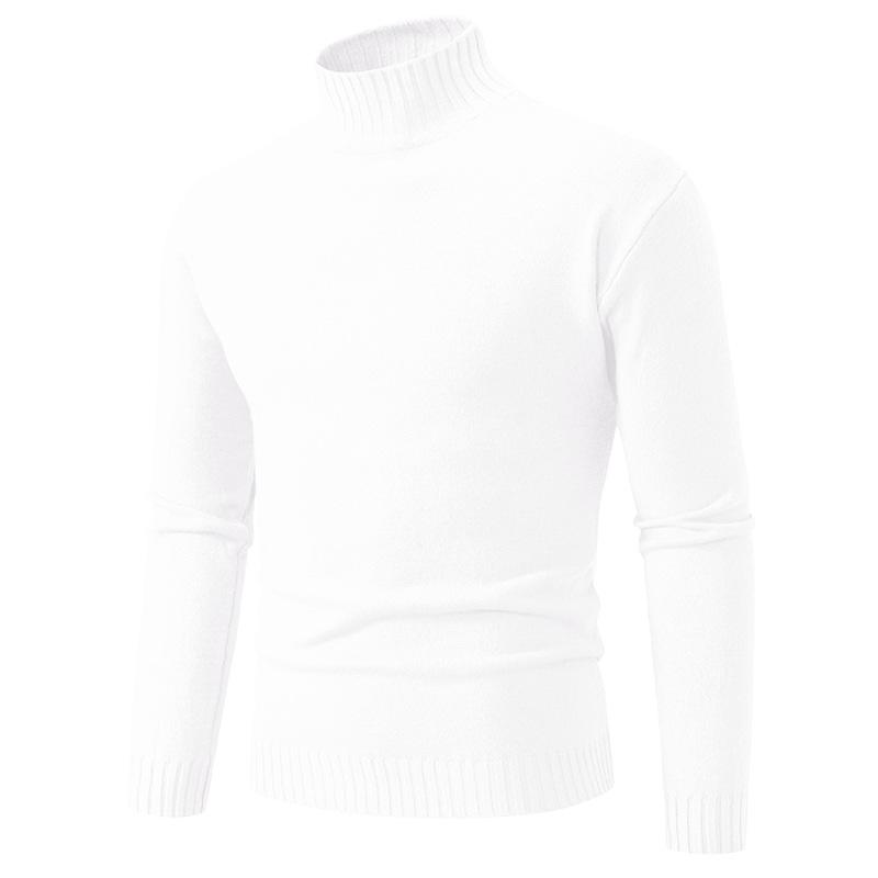 

Осенне-зимний мужской однотонный свитер, вязаный свитер, полуводолазка, британский повседневный модный свитер, мужская нижняя рубашка M белый
