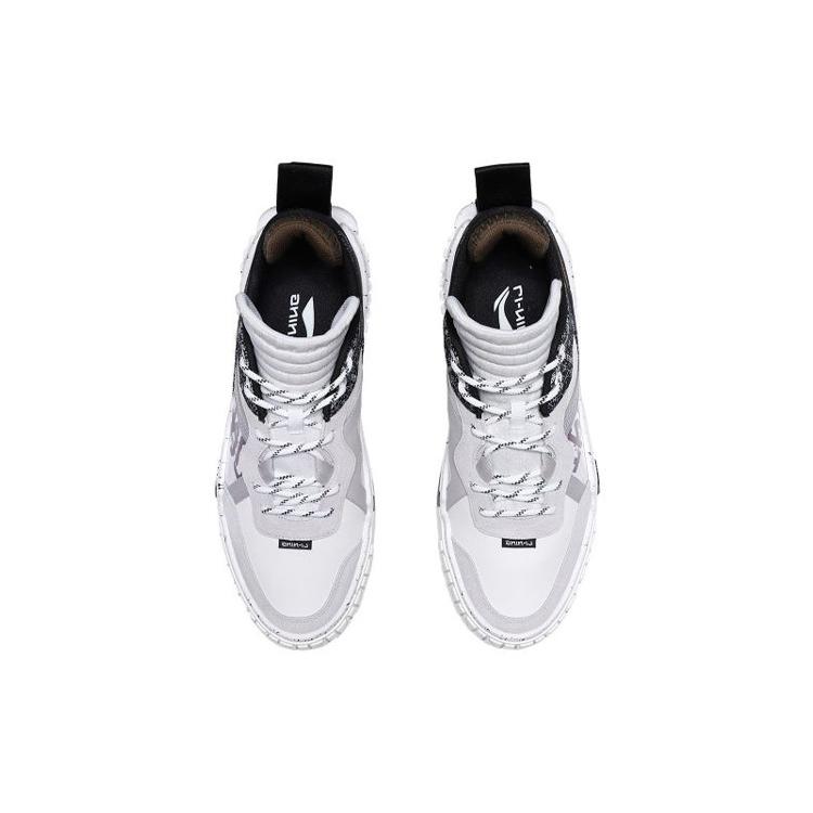 New LiNing 001 Unblock Low Top Skateboard Shoes Men's White Black AGCQ199-5