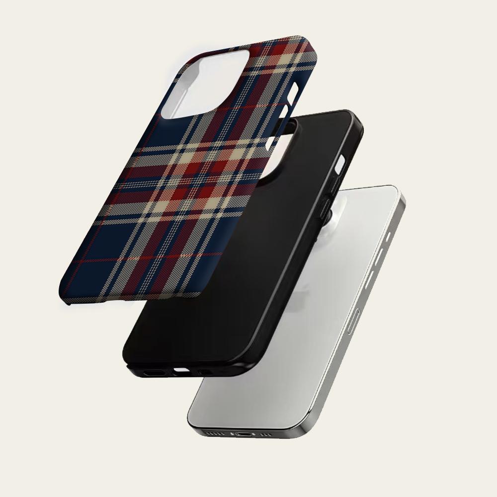 Red Navy Plaid Phone Case for IPhone 17 16 15 14 13 Pro Max Plus for Magnetic Single Double-layer Tough Case