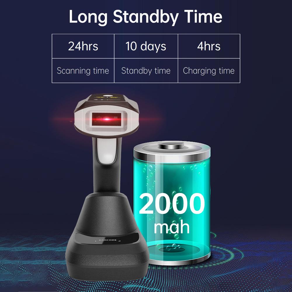 2D 1D QR Barcode Scanner with Screen Display and Charging Base  BT & 2.4GHz Wireless Connection