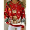 Christmas Women's Red Sweatshirts Cat Graphic Casual Long Sleeve O-Neck Regular Tops Streetwear Casual Pullover  Fall Winter