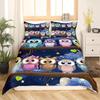 Home Textiles Owl Three-Piece Animal Digital Printing Quilt Pillowcase Bedding