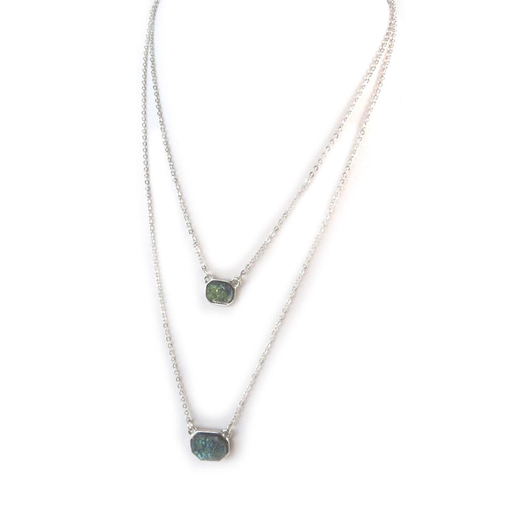 Les Trésors De Lily [N8820] - Silver Green 'Mineralia' Necklace