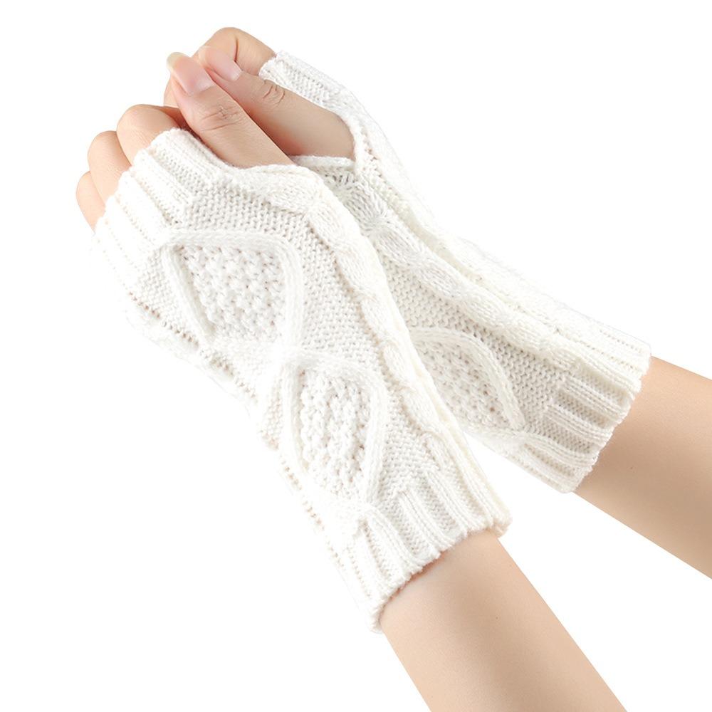 Knitted Crochet Fingerless Gloves Soft Warm Knit Mittens Fashion Typing Gloves  Cold Weather