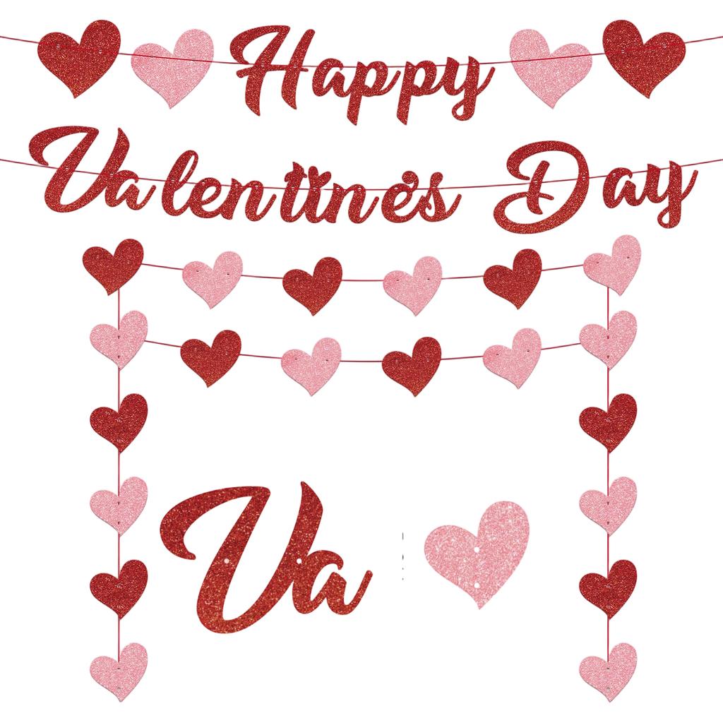 Valentine's Day Heart-shaped Banner Party Decorations Valentine's Day Garland Banners Proposal Decorations