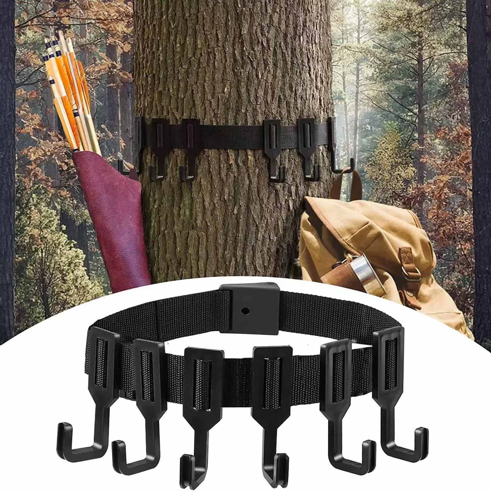 

A53Q Portable Gear Hanger – Thick Strap Multi-Hook Bow and Accessory Holder, Outdoor Equipment Organizer, Hanging Strap for Camping, Hunting, Hiking One Size