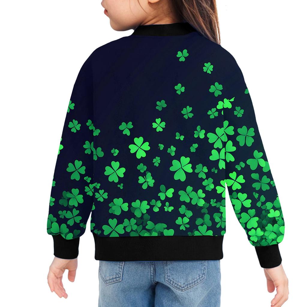 Dívčí bundy na zip Dětské podzimní mikiny s dlouhým rukávem Svrchní oděvy s kapsami St. Den svatého Patrika 5-15 let