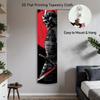 Skeleton Samurai Long Tapestry, Red Sun Black Armor Print Wall Hanging, Bushido Samurai Themed Decor For Bedroom & Living Room