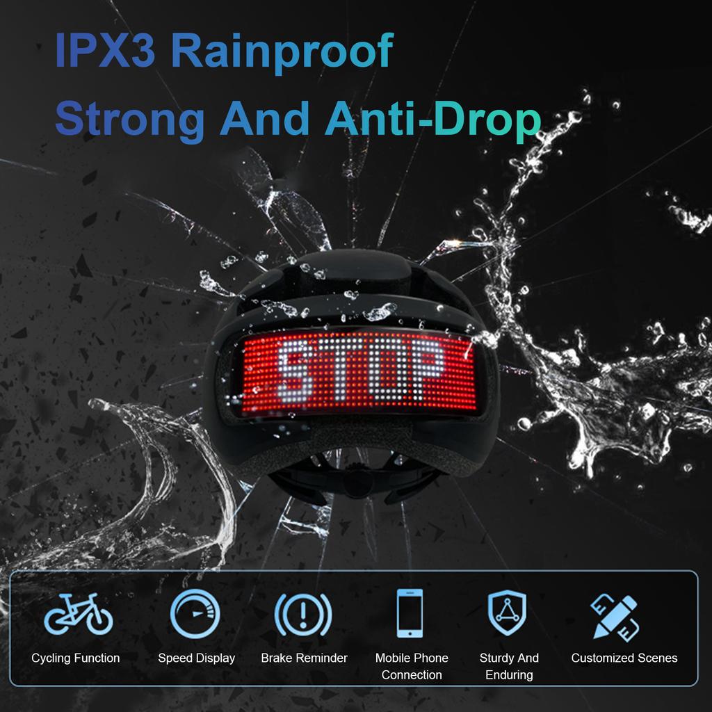 Smart LED Riding Helmet with Signal Light Speedometer Remote Control Support BT App Programming