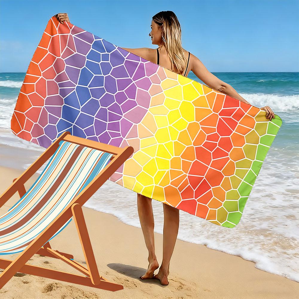 Rainbow Mosaic Beach Towel Beach Towel Quick-drying for Travel Outdoor Sports Jogging Beach and Swimming