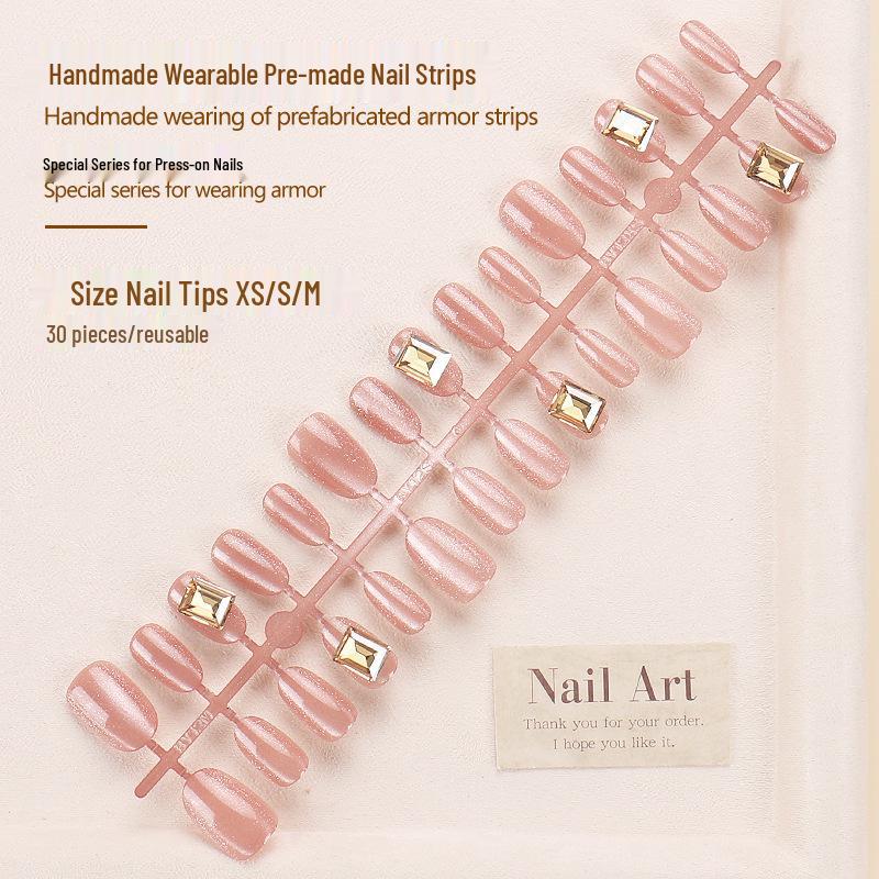 Short Cat Eye Glitter Nail Tips - Autumn & Winter Collection