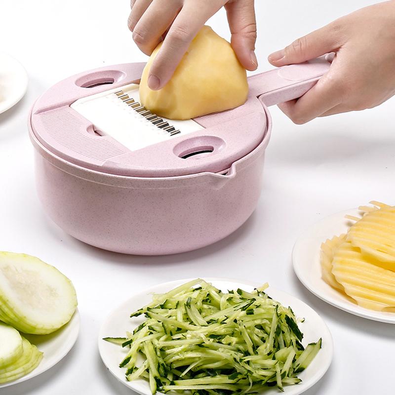 Round Vegetable Cutter With Egg Divider Colander Vegetable Fruit Hand-held Food-grade Multifunction For Kitchen Supplies