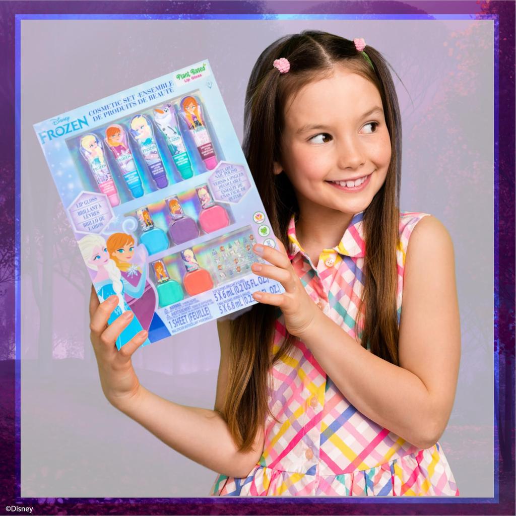 TownleyGirl Frozen 2 Disney Princess Frozen 2 Washable Luxury Makeup Set: Nail Polish, Nail Stickers, and Lip Gloss [Parallel Import]