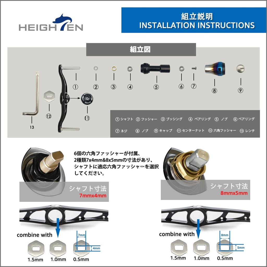 HEIGHTEN Bait Reel Handle for Abu Aviation Aluminum Aurora Series Dark V2.0 90mm/105mm/115mm Shimano, Daiwa, Garcia, (V2.0-115mm - Gray) (0081)